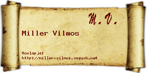 Miller Vilmos névjegykártya